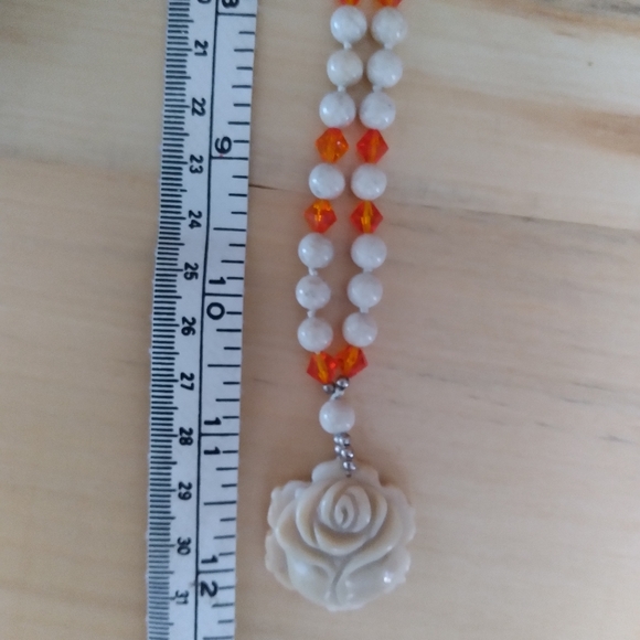 White Coral and Swarovski Crystal Necklace - Picture 10 of 12